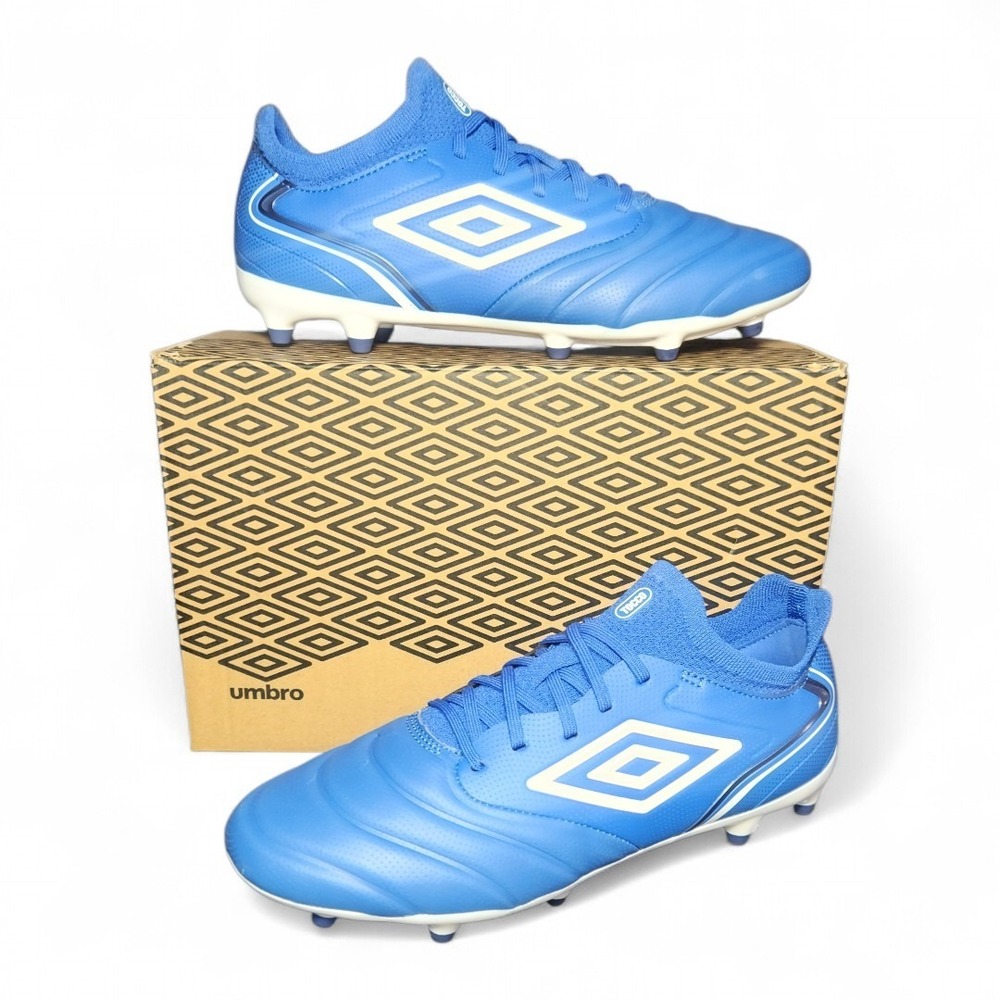 New Men's Umbro Tocco 5 Premier FG Soccer Cleats Royal/White, Size 8.5